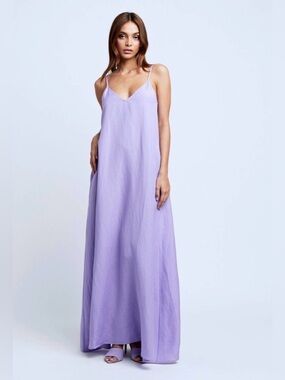 NWT L’AGENCE Hartley Trapeze Maxi Dress in Lavender, Size Extra Small XS Linen